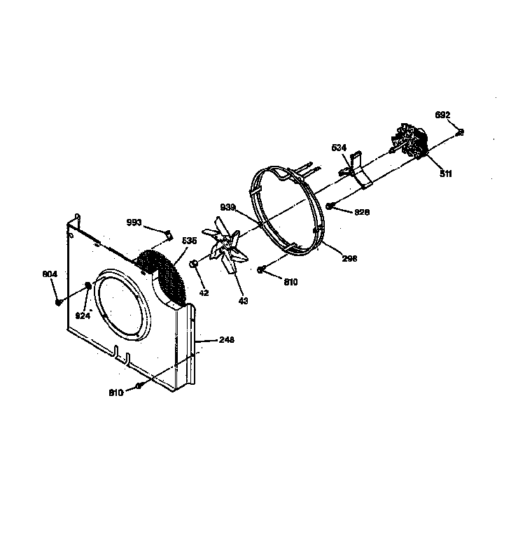 Convection Fan Diagram and Parts List for JKP18WW2WW  General Electric Wall Oven