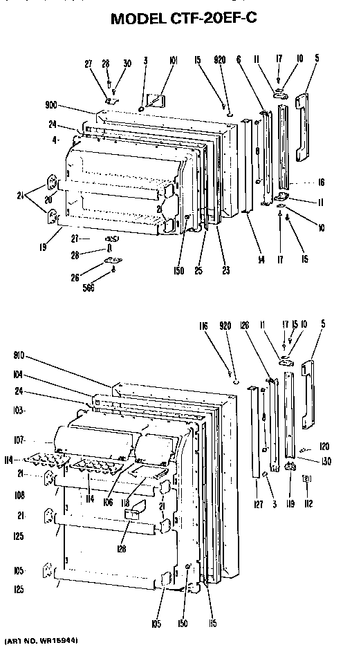 Doors Diagram and Parts List for CTF20EFC  Hotpoint Refrigerator