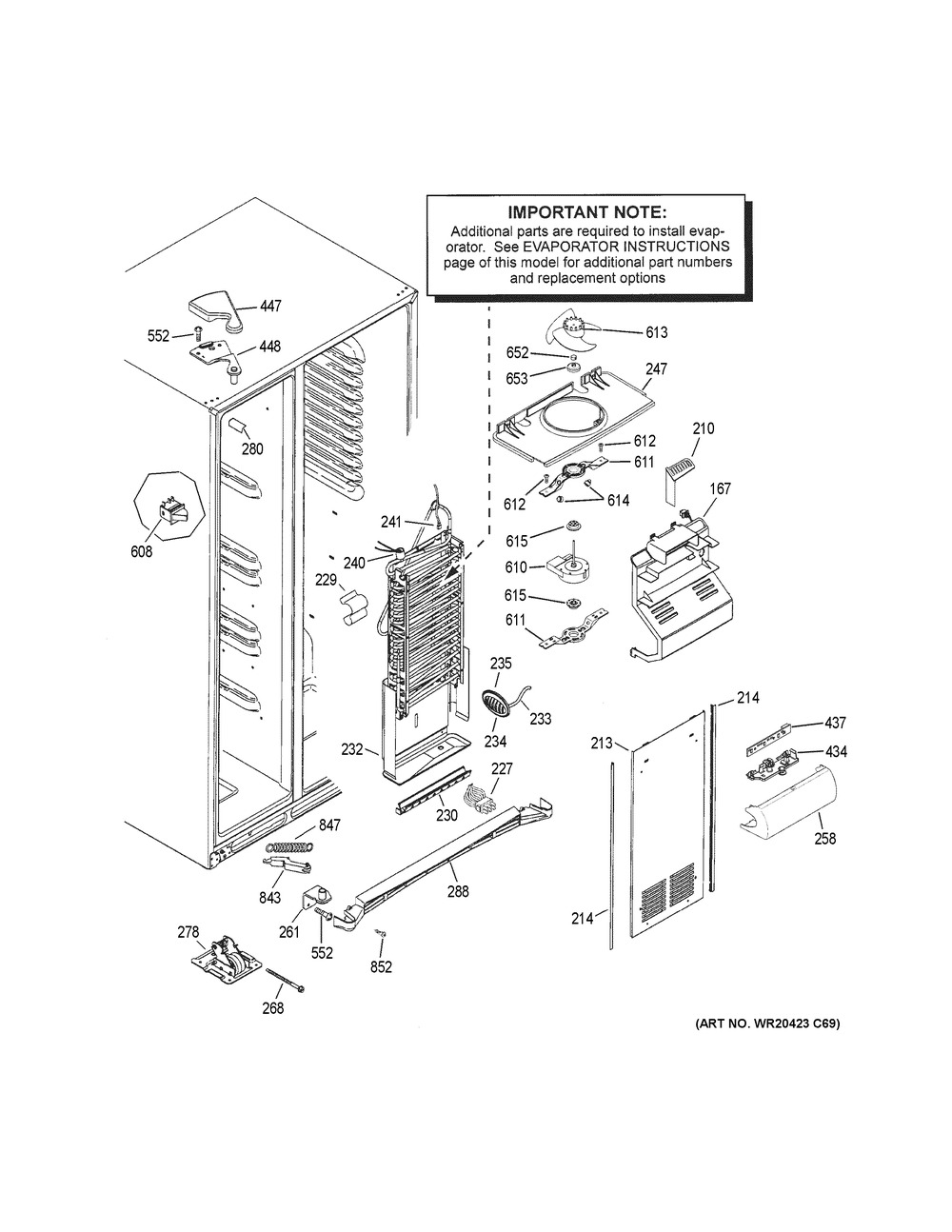 Freezer Section Diagram and Parts List for GSS25GMHKCES  General Electric Refrigerator