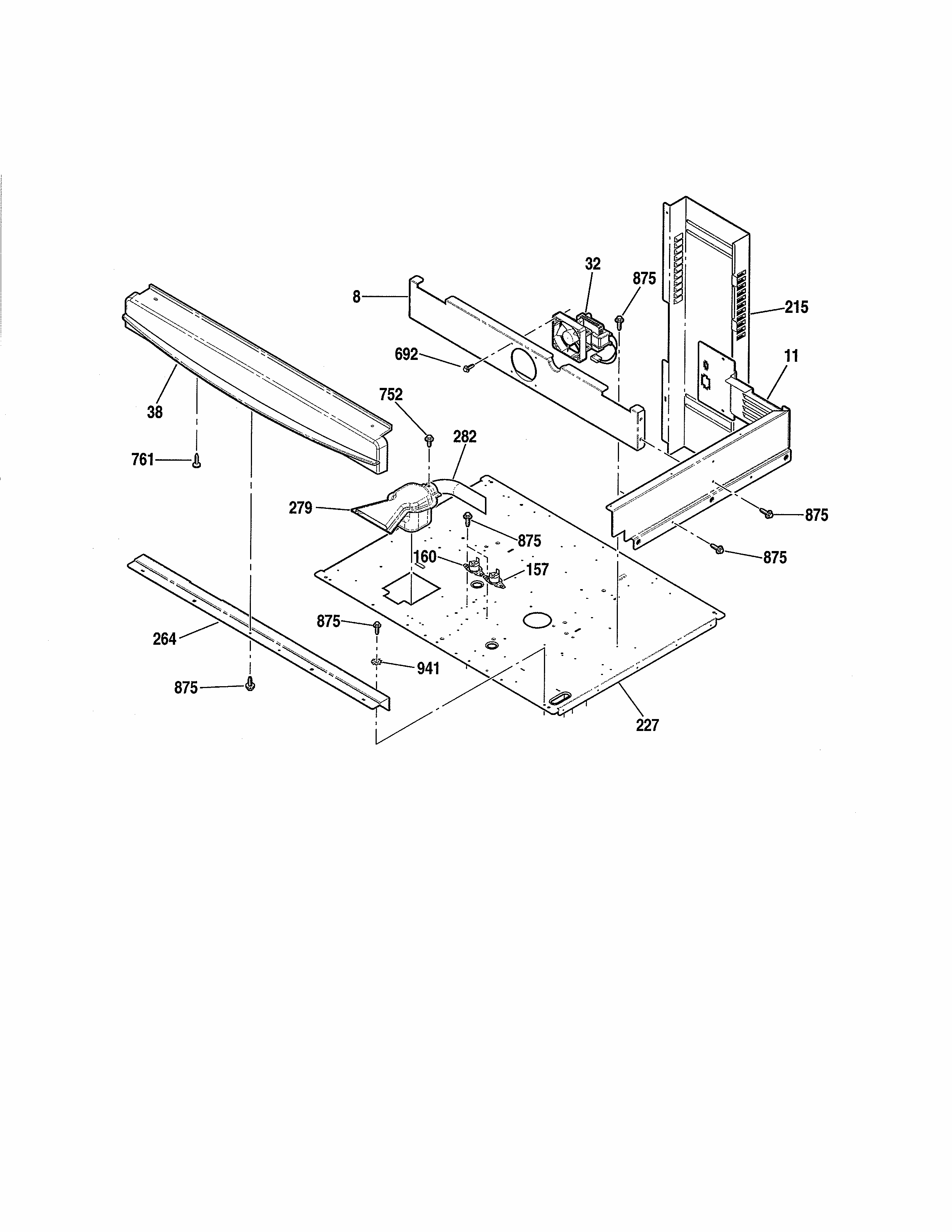Center Spacer Section Diagram and Parts List for 91147759200  Kenmore Wall Oven