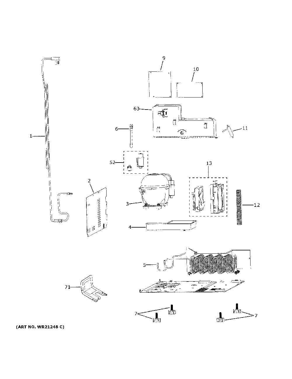 Machine compartment Diagram and Parts List for CCR06BM2PBS5  General Electric Wine and Beverage Cooler