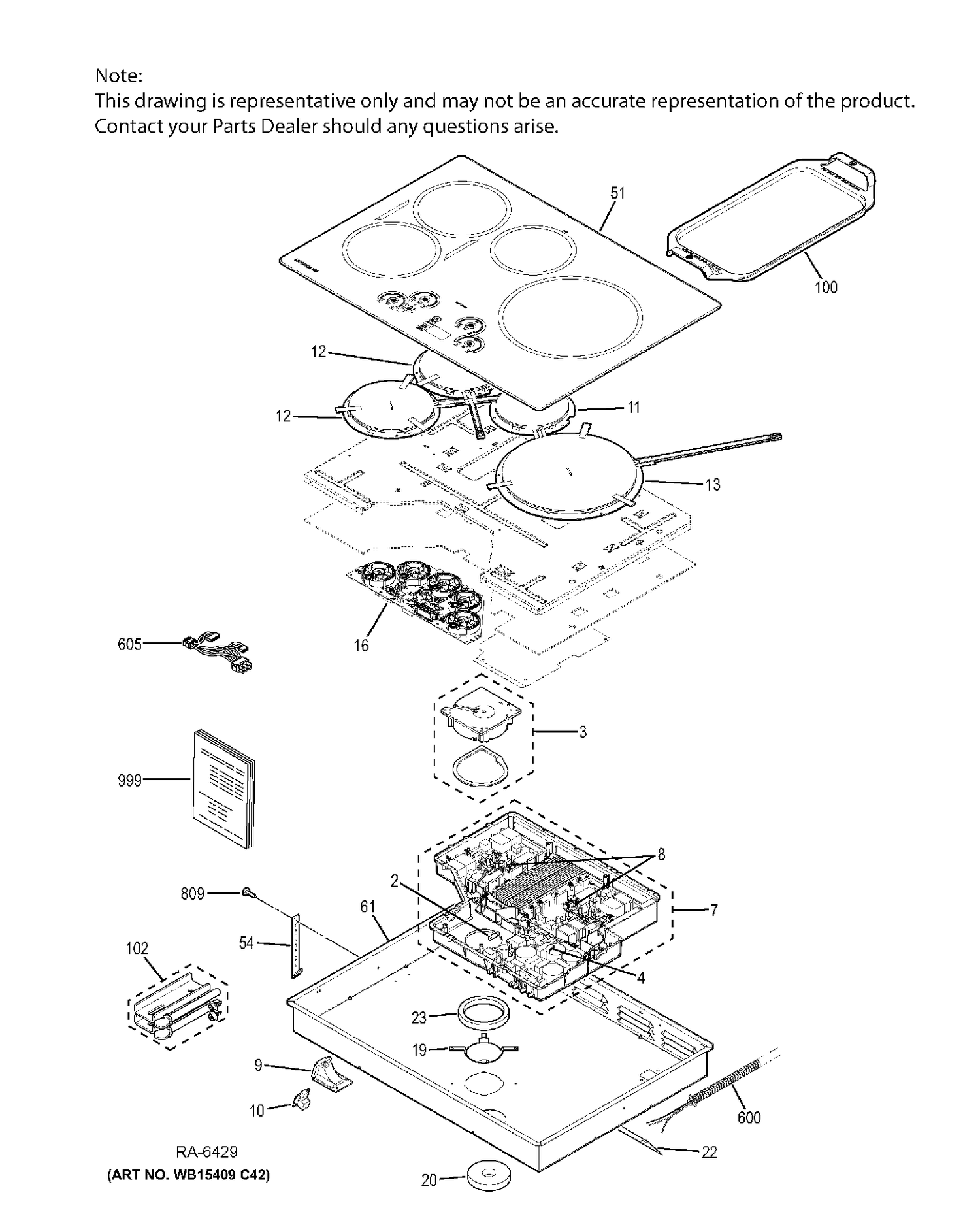 CONTROL PANEL & COOKTOP Diagram and Parts List for ZHU30RDJ1BB  General Electric Range