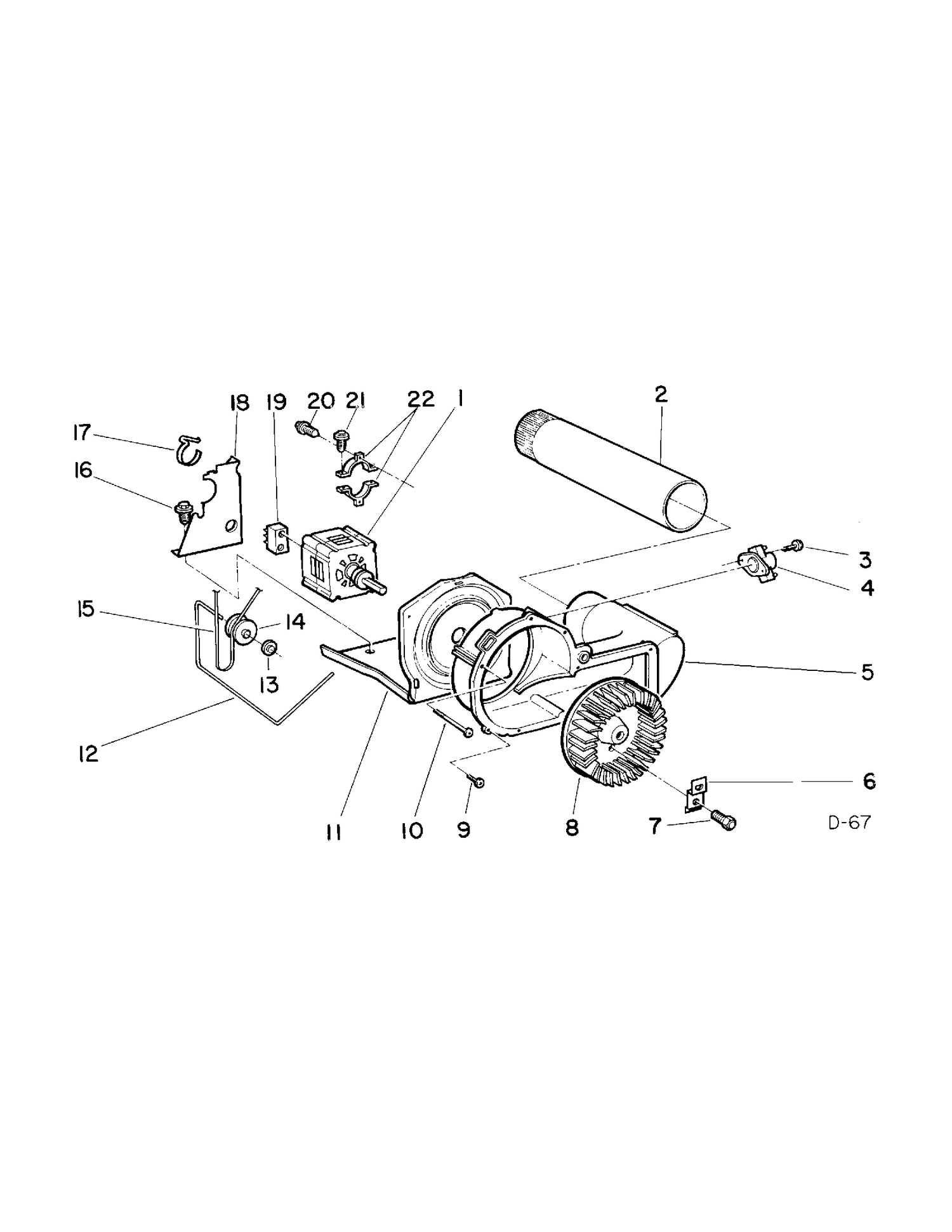 BLOWER & DRIVE Diagram and Parts List for YD640K*419  General Electric Dryer