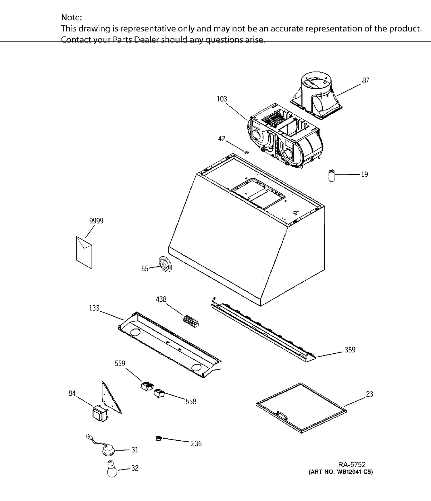 HOOD PARTS Diagram and Parts List for CV936M4SSC  General Electric Range Hood