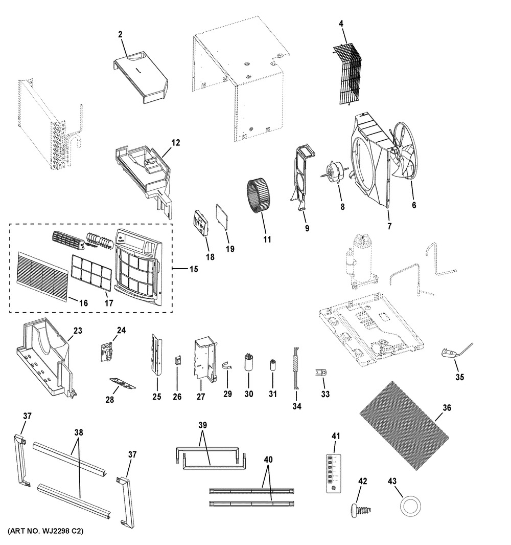 Room Air Conditioner Diagram and Parts List for AKCQ08ACA  General Electric Air Conditioner