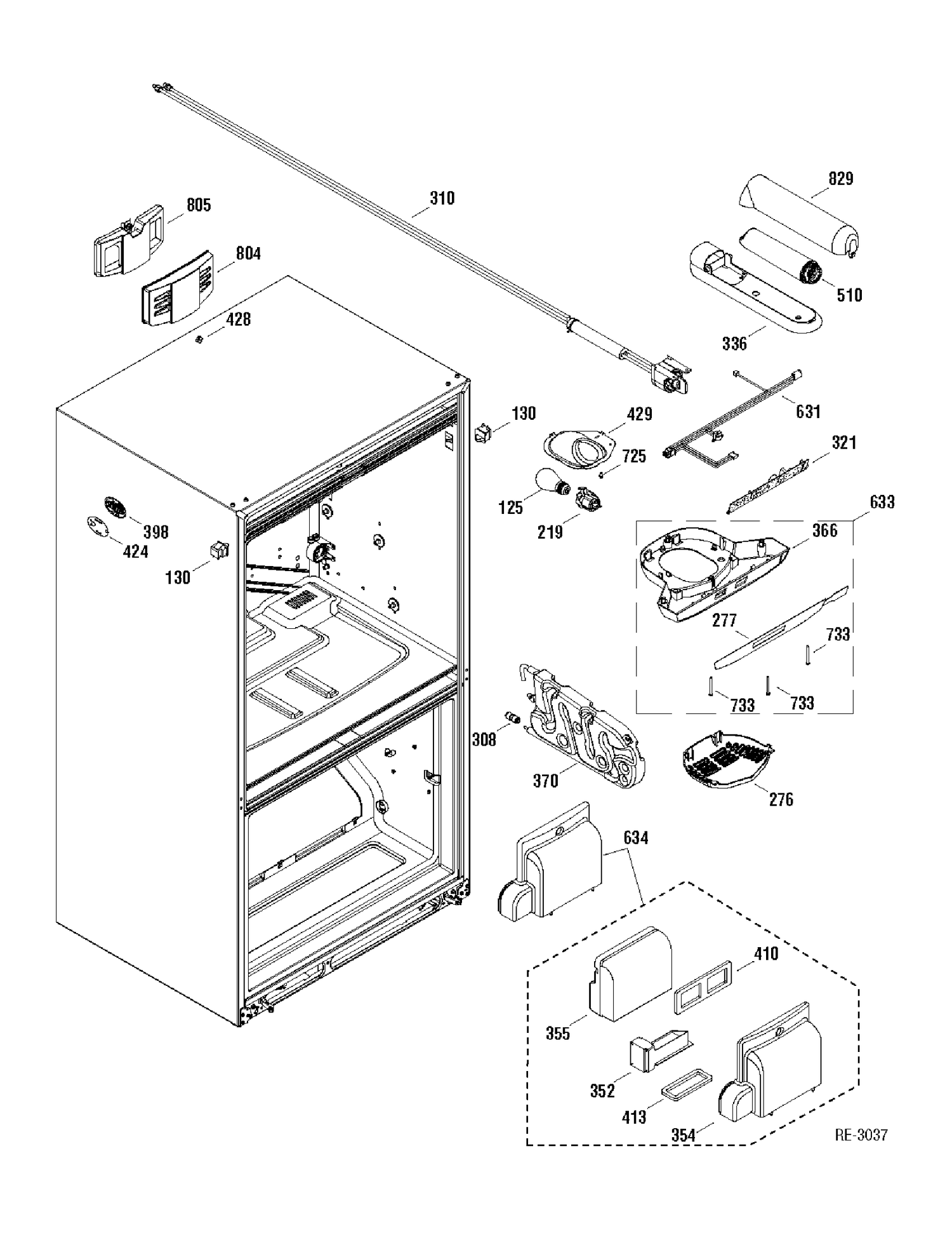 FF SECTION Diagram and Parts List for PFRS2MIXASS  General Electric Refrigerator