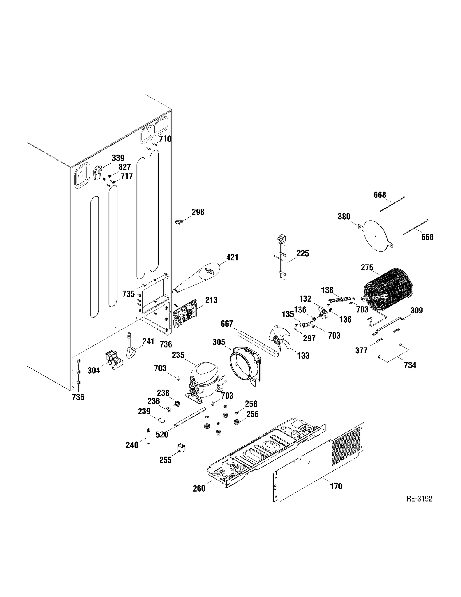 SYSTEM PARTS Diagram and Parts List for GSRS3QGXAFSS  General Electric Refrigerator