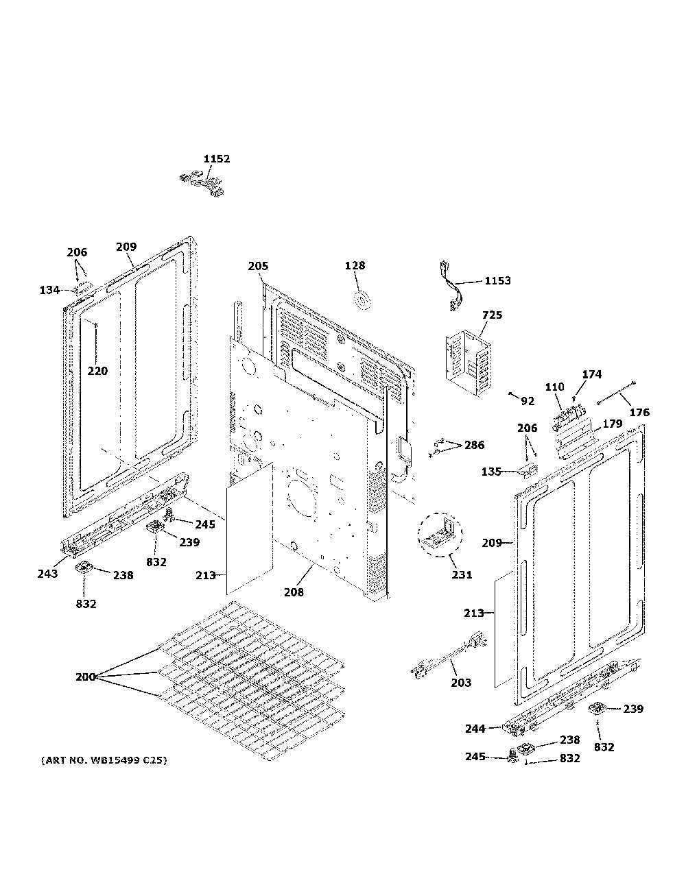 Body Parts Diagram and Parts List for JGSS86SP2SS  General Electric Range