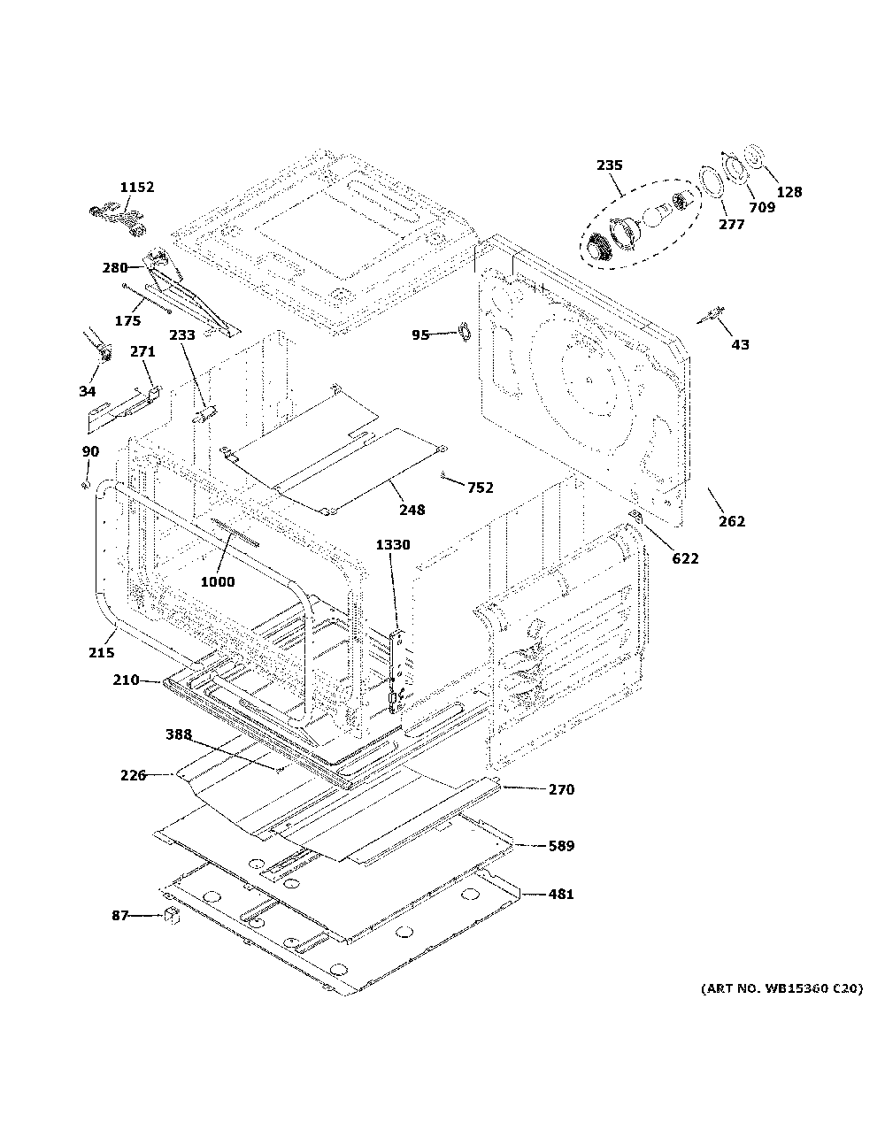 Lower Oven Diagram and Parts List for PGS960YP2FS  General Electric Range