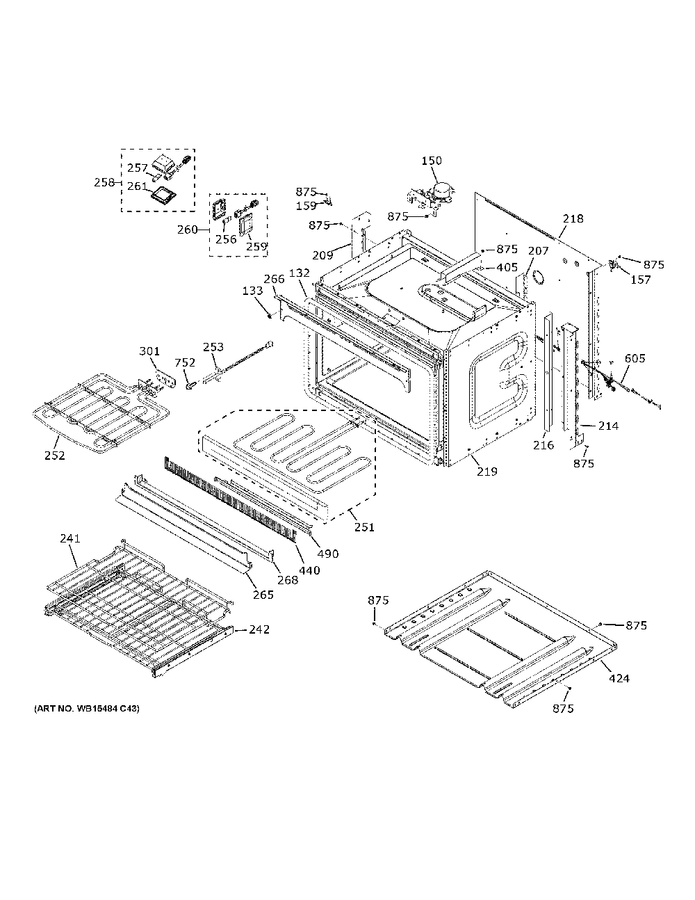 Lower Oven Diagram and Parts List for PKD7000SN4SS  General Electric Wall Oven