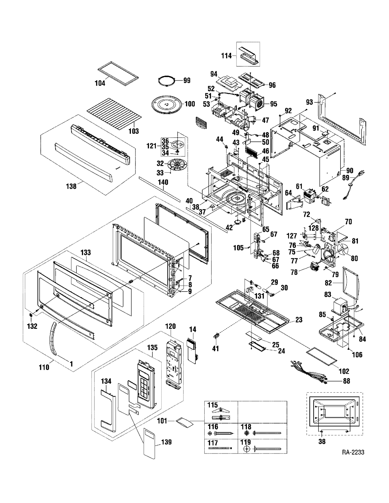 MICROWAVE Diagram and Parts List for DVM1850SMC01  General Electric Microwave