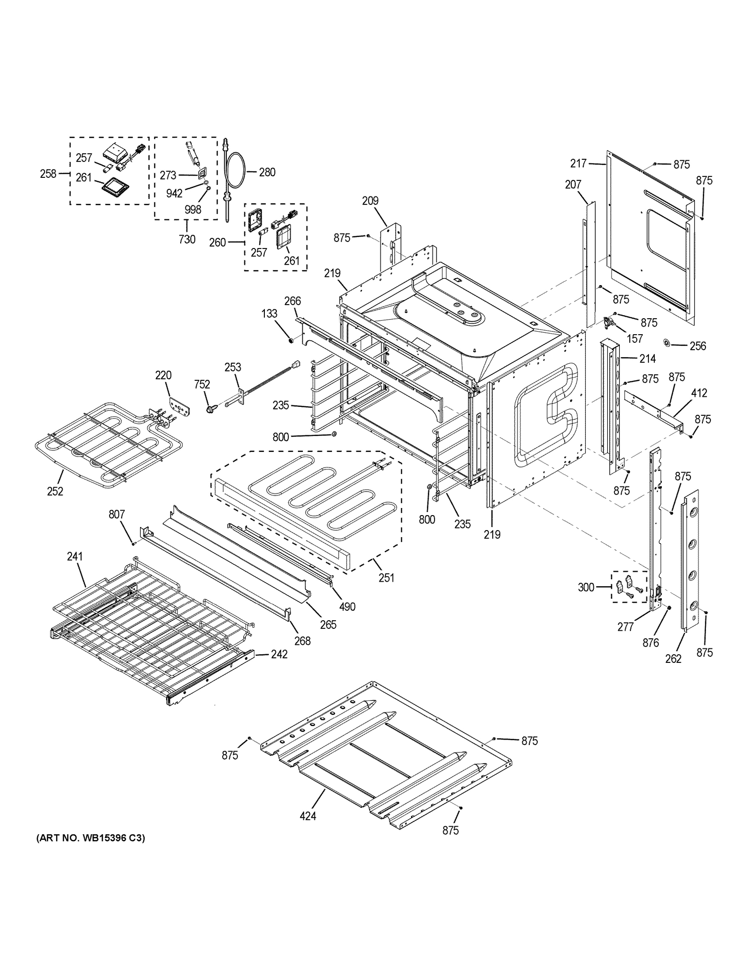 BODY PARTS Diagram and Parts List for CT9800SH4SS  General Electric Wall Oven