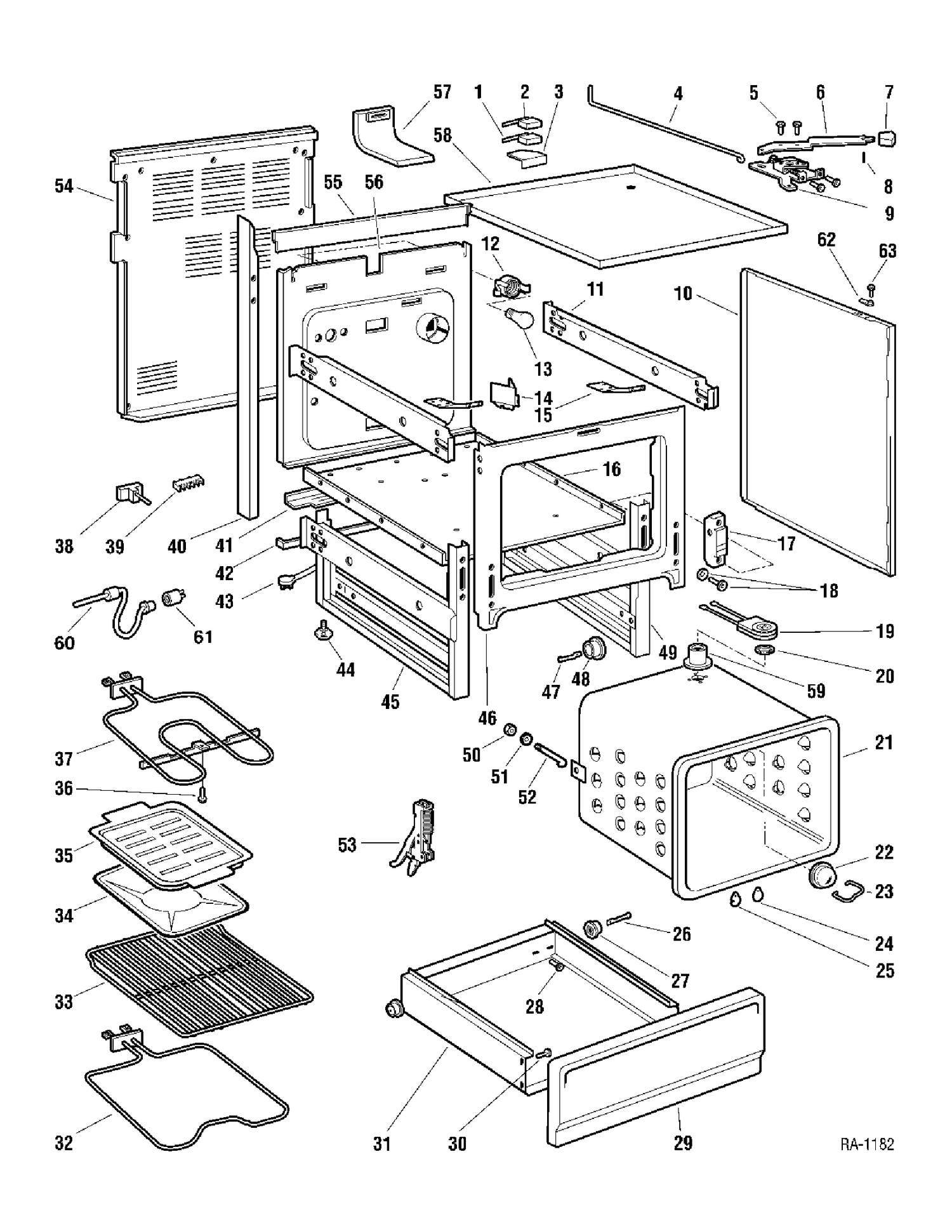CHASSIS Diagram and Parts List for 12771-1  General Electric Range