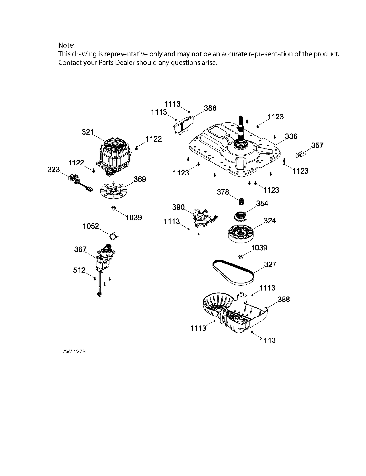 PUMP & DRIVE COMPONENTS Diagram and Parts List for GTW330BMK1WW  General Electric Washer