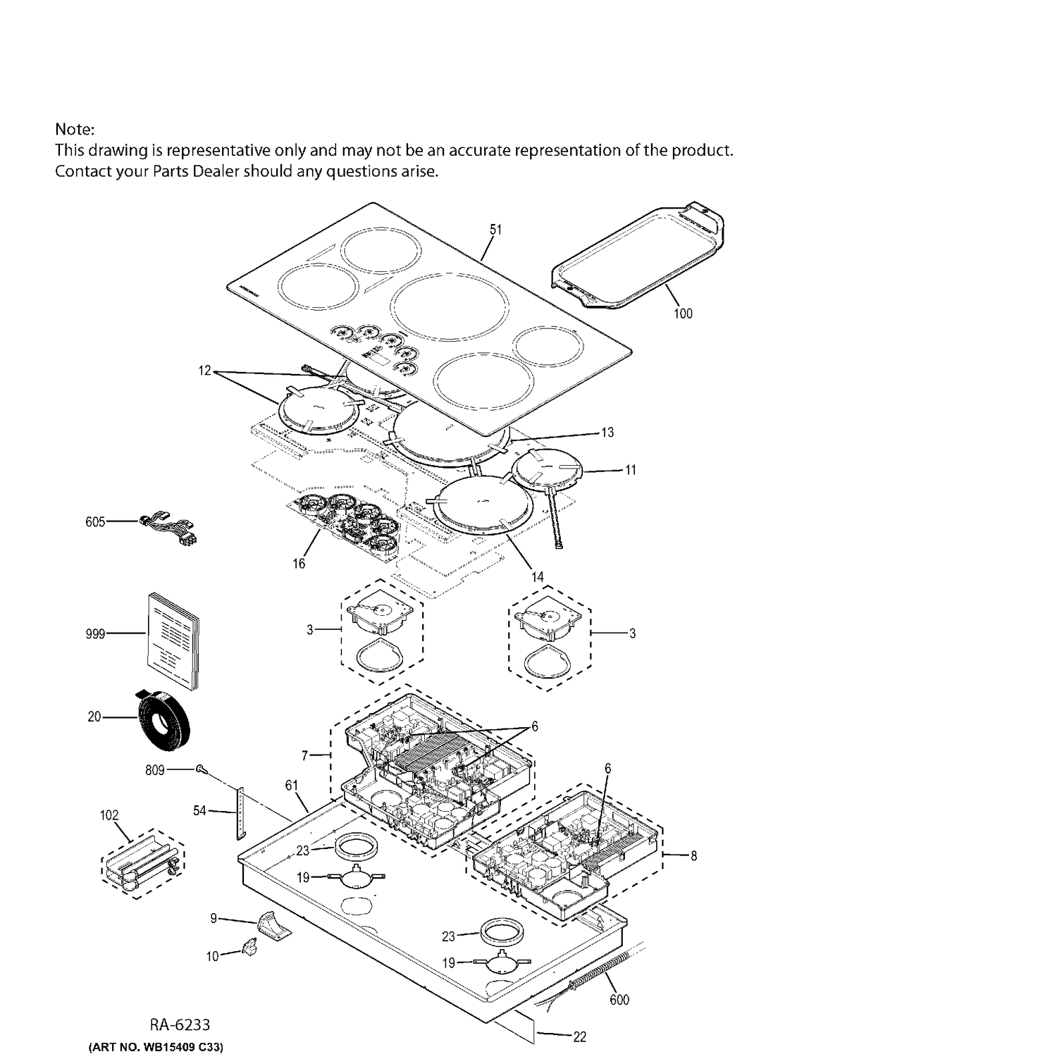 CONTROL PANEL & COOKTOP Diagram and Parts List for ZHU36RSJ1SS  General Electric Range