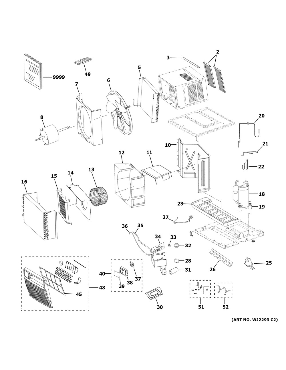 Room Air Conditioner Diagram and Parts List for AHE08AXL2  General Electric Air Conditioner