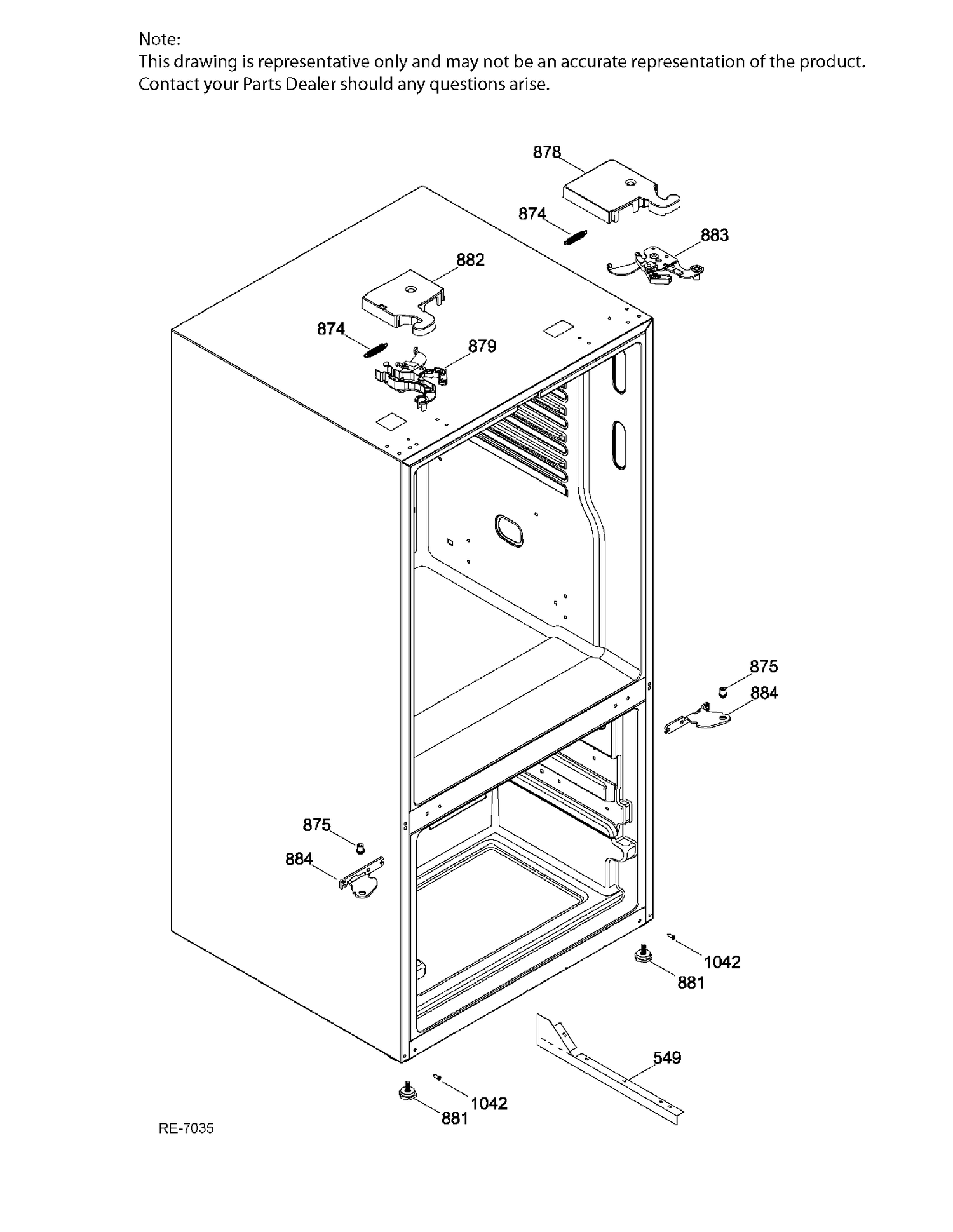 CABINET Diagram and Parts List for GNE21DSKBKSS  General Electric Refrigerator