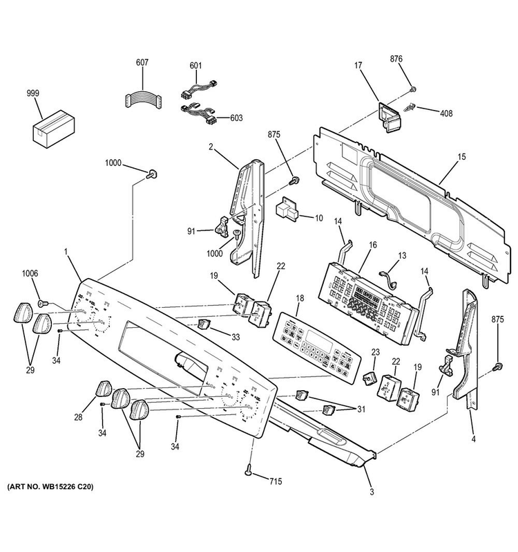 Control Panel Diagram and Parts List for JB850DF4WW  General Electric Range