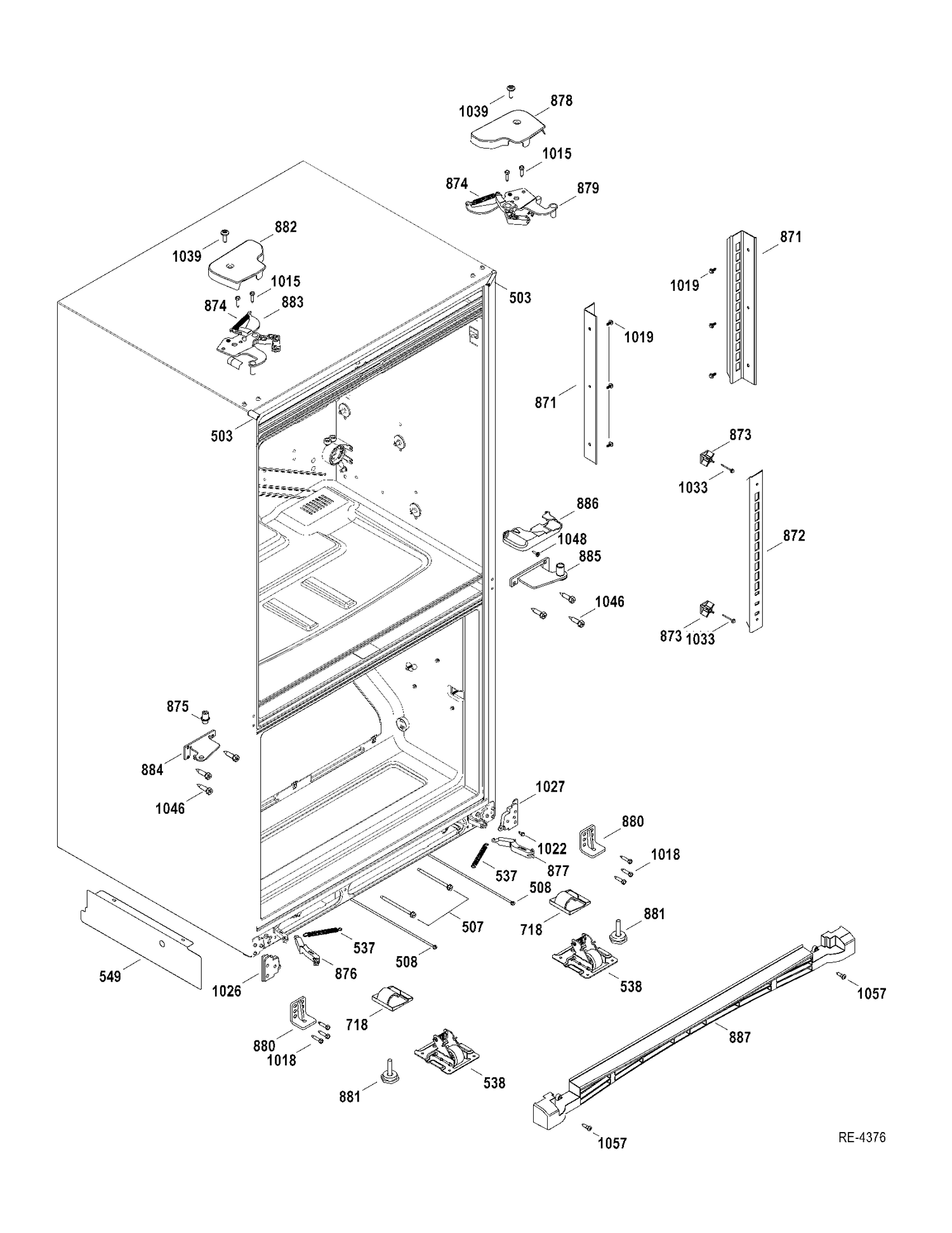 HINGE PARTS Diagram and Parts List for CFCP1NIYDSS  General Electric Refrigerator