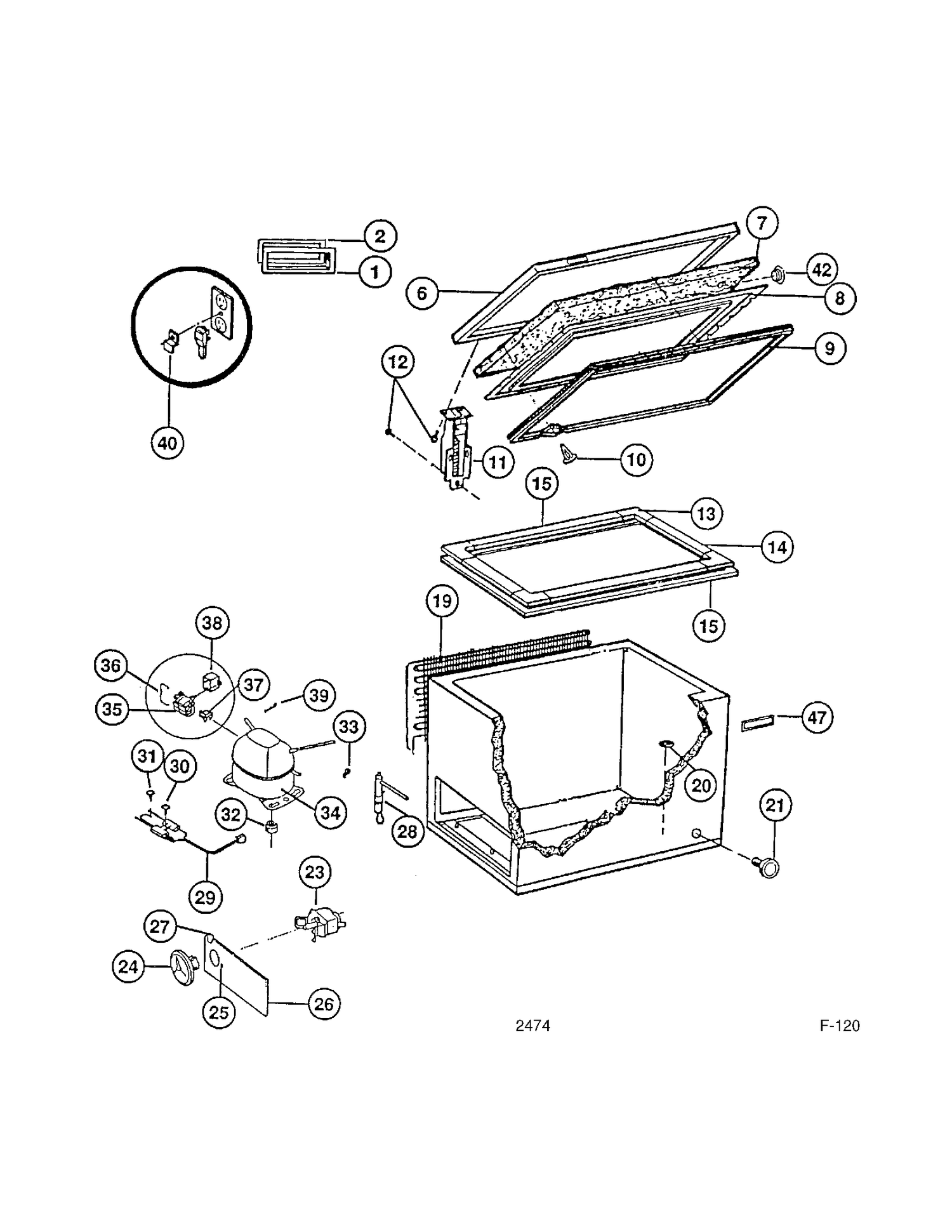 FREEZER Diagram and Parts List for 80830  General Electric Freezer