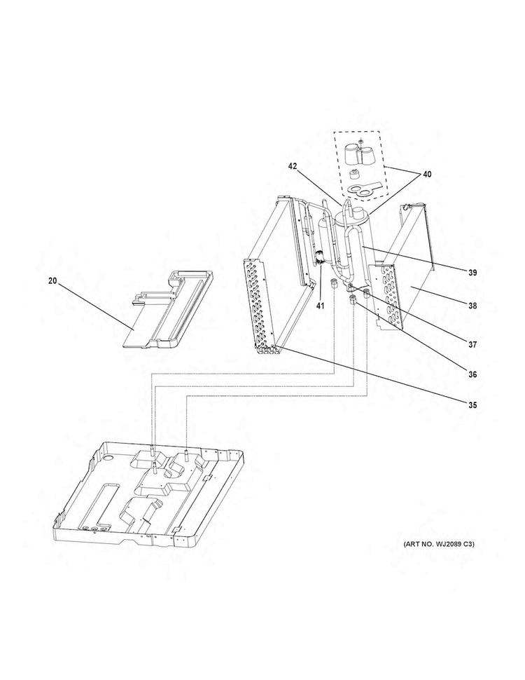 Base Pan & Unit Parts Diagram and Parts List for AJCQ10ACGL1  General Electric Air Conditioner