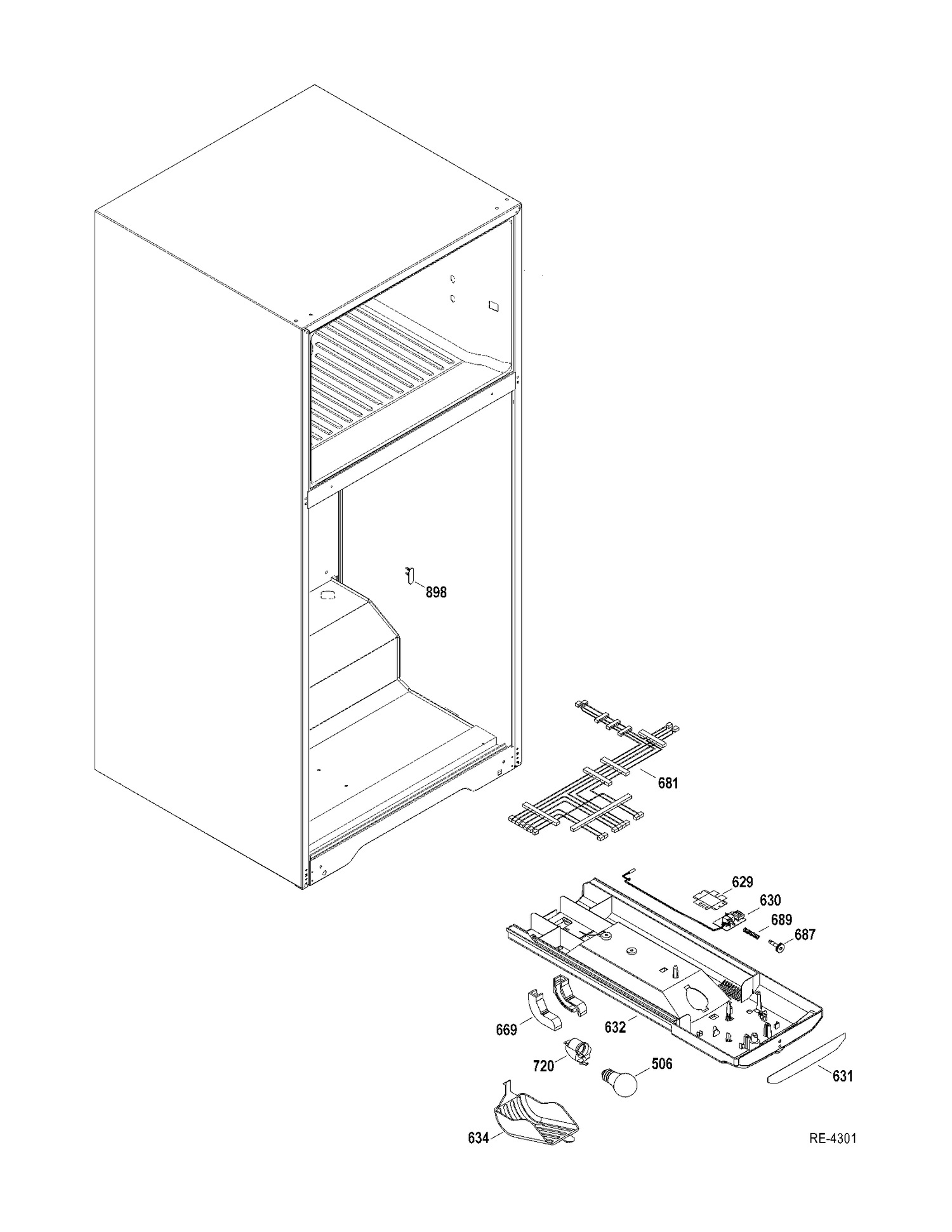 FF SECTION Diagram and Parts List for GTRC0KBZARBB  General Electric Refrigerator