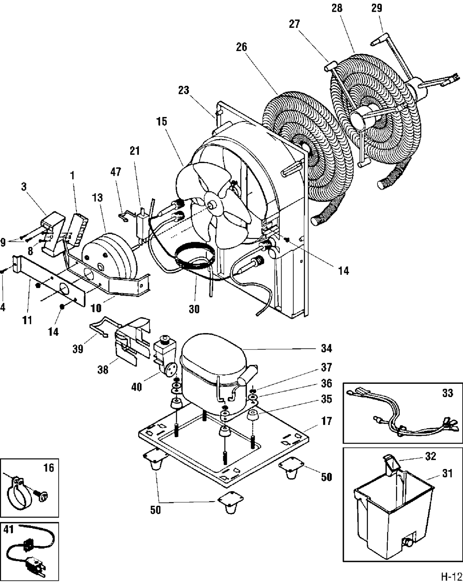 UNIT PARTS Diagram and Parts List for CMDH15WW1  General Electric Dehumidifier