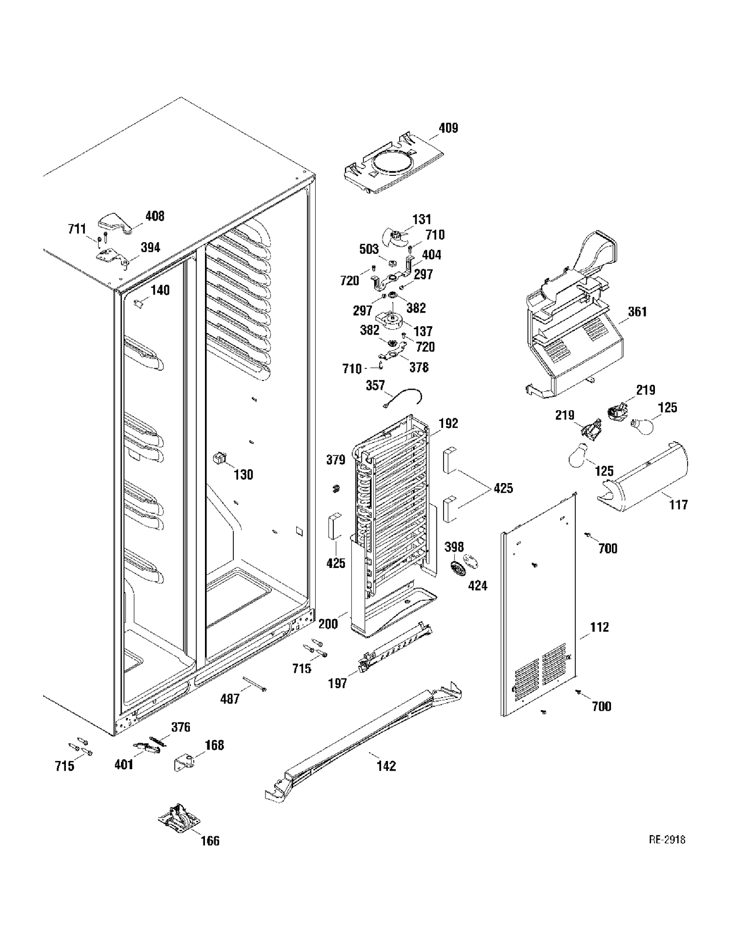 FZ SECTION Diagram and Parts List for DSR25USWCGS  General Electric Refrigerator