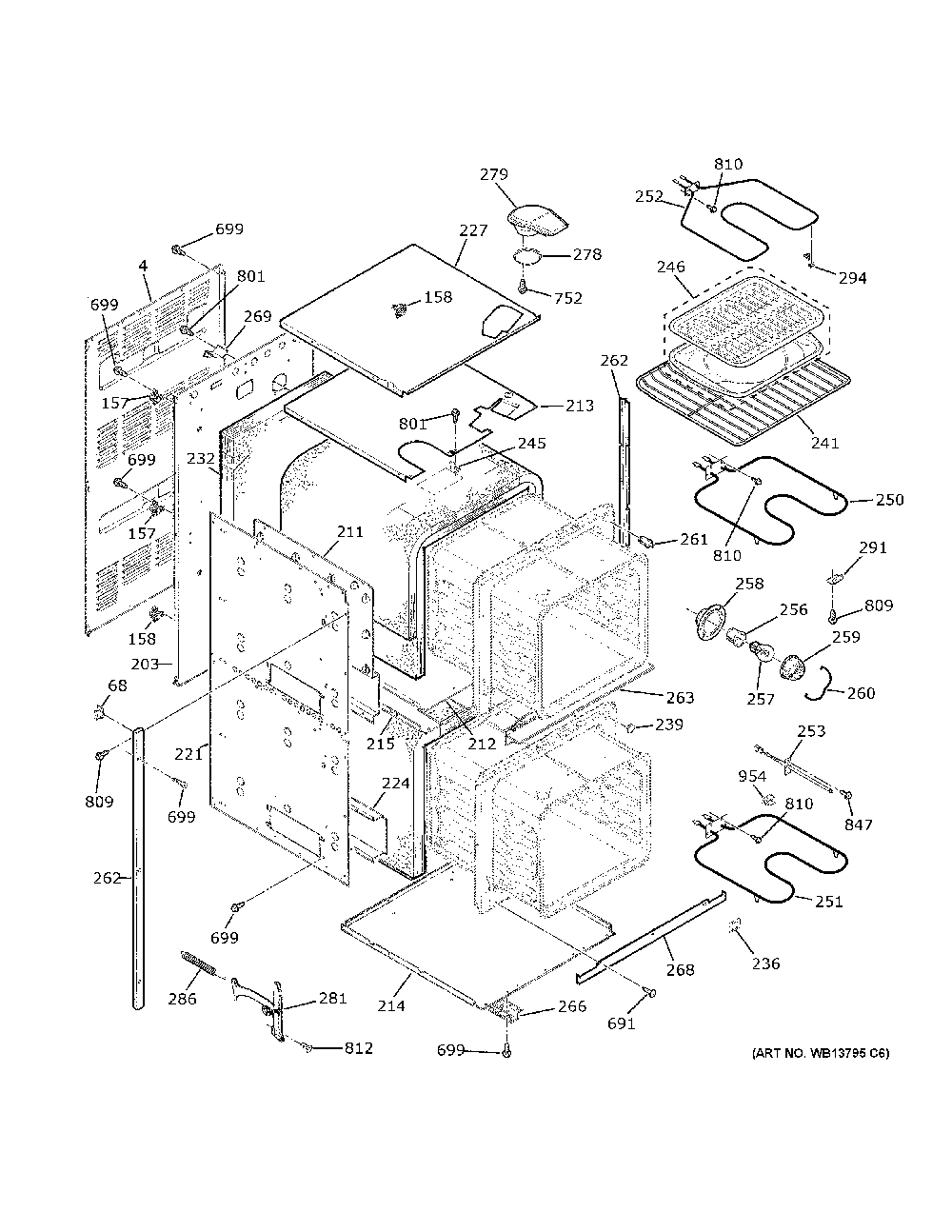 Body Parts Diagram and Parts List for JRP28SK5SS  General Electric Wall Oven