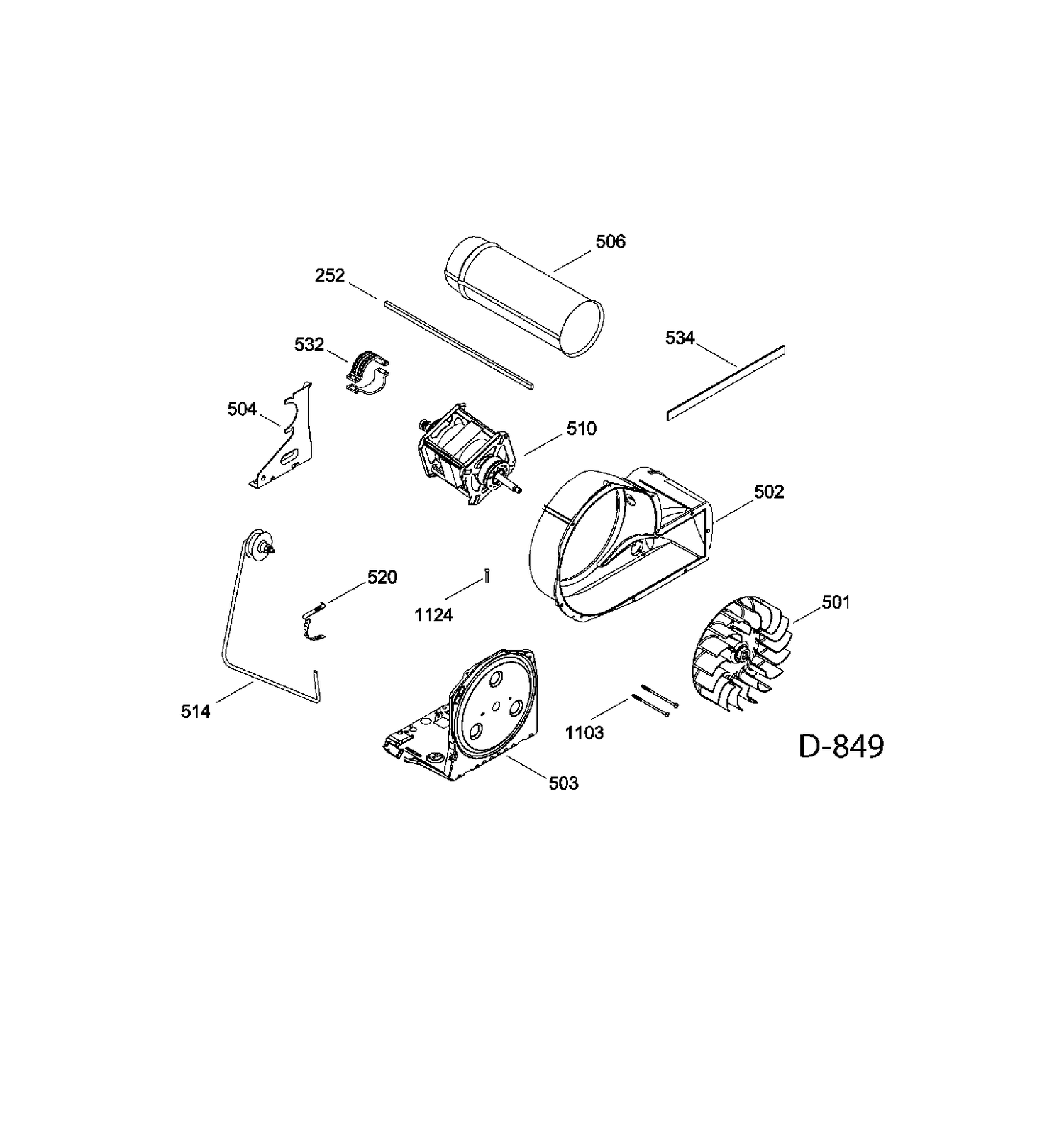 MOTOR & DRIVE Diagram and Parts List for GFMN120ED0WW  General Electric Dryer