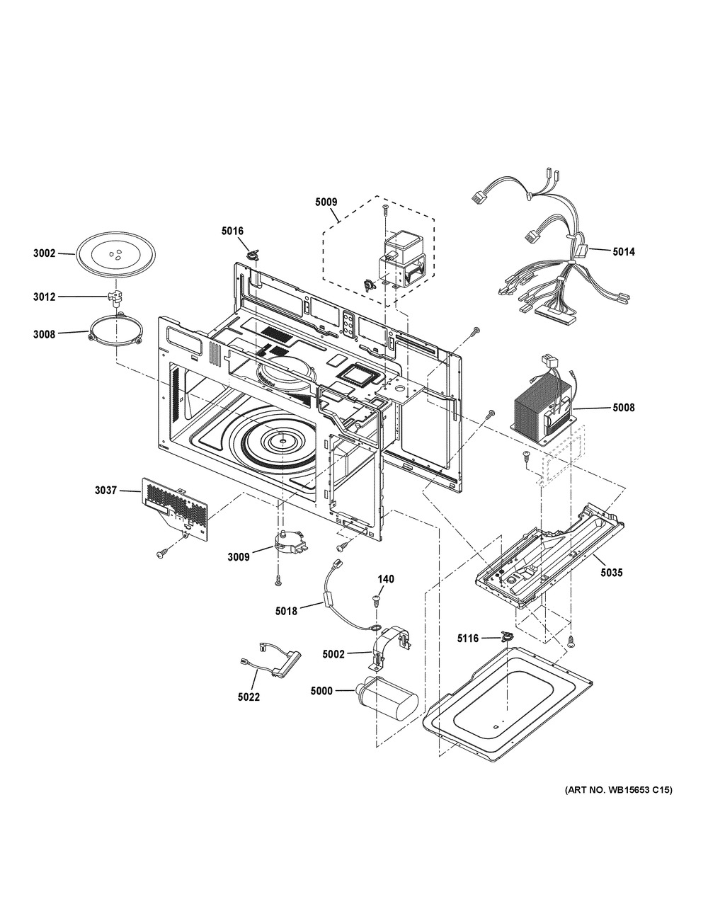 Interior Parts (1) Diagram and Parts List for JVM6175EK6ES  General Electric Microwave
