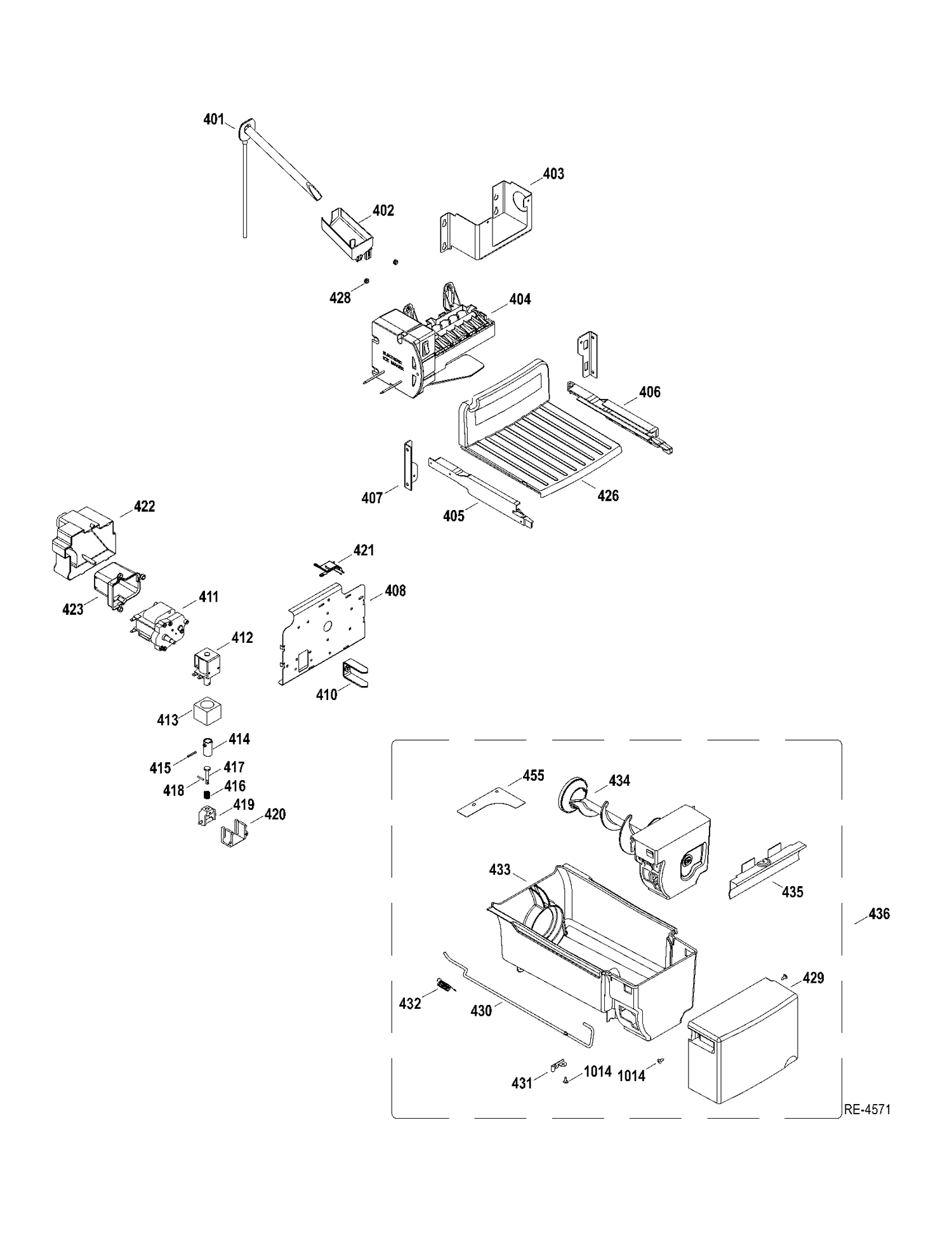 ICEMAKER-DISPENSER Diagram and Parts List for GSRS3QGXGFSS  General Electric Refrigerator