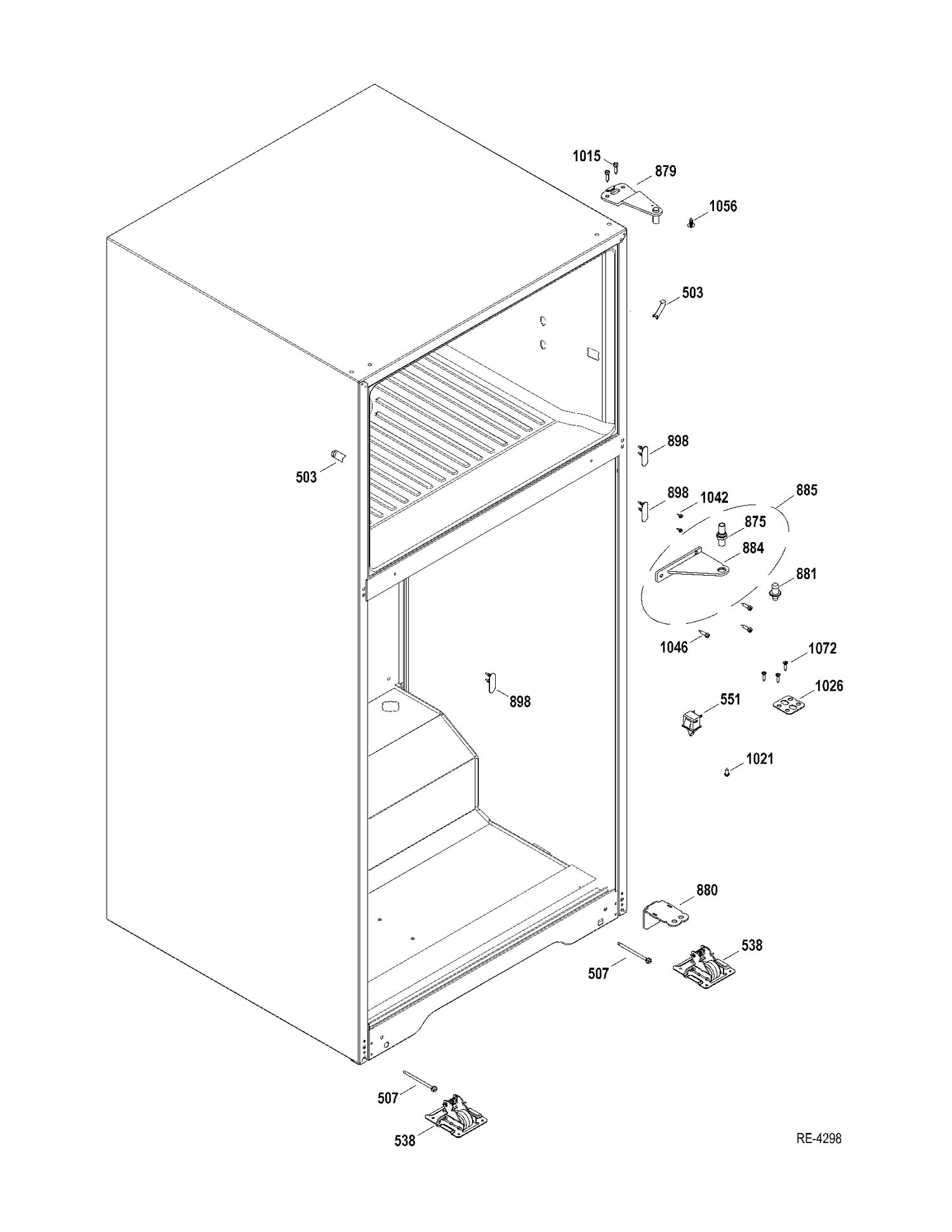 CASE PARTS Diagram and Parts List for GTRC0GAZARWW  General Electric Refrigerator