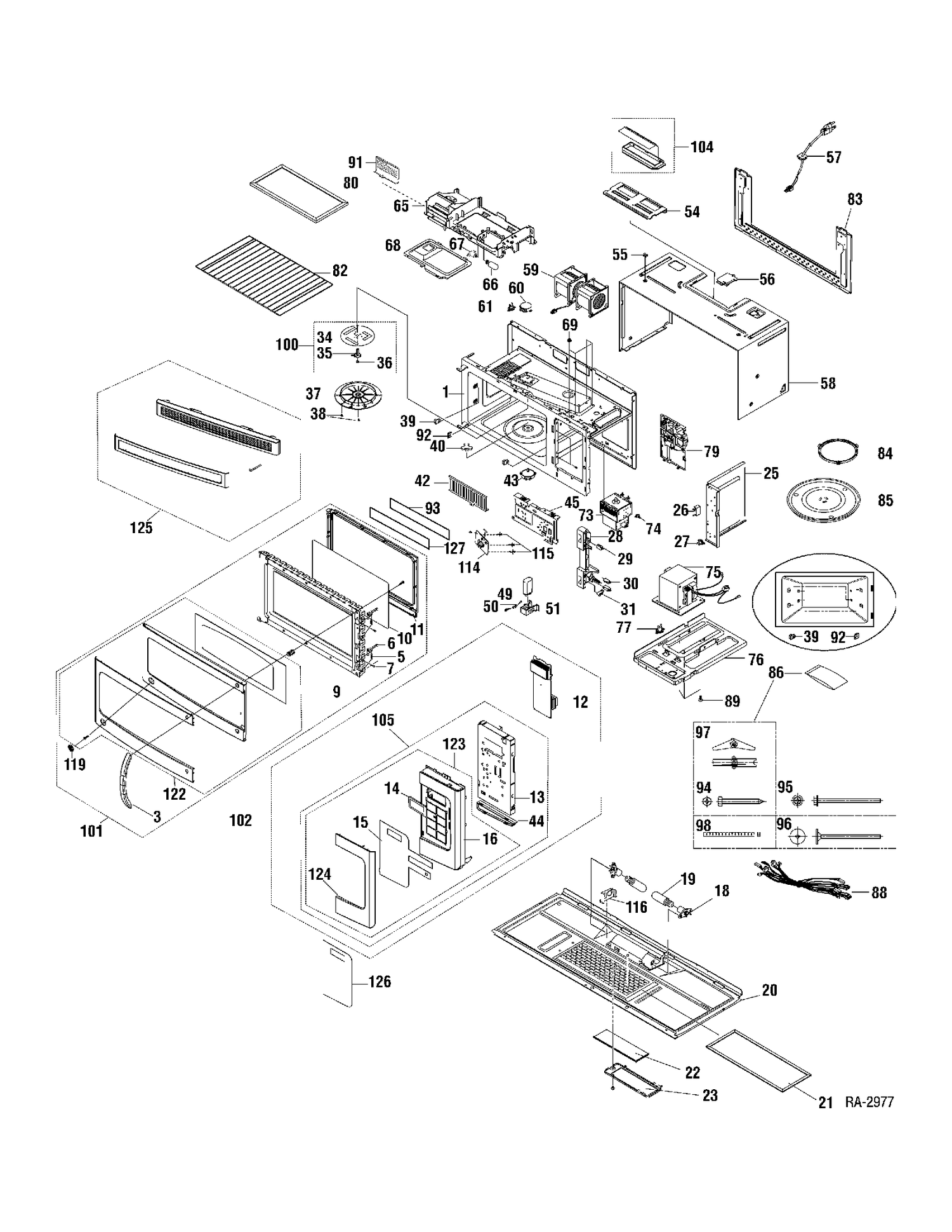 MICROWAVE Diagram and Parts List for JVM1540SMC02  General Electric Microwave