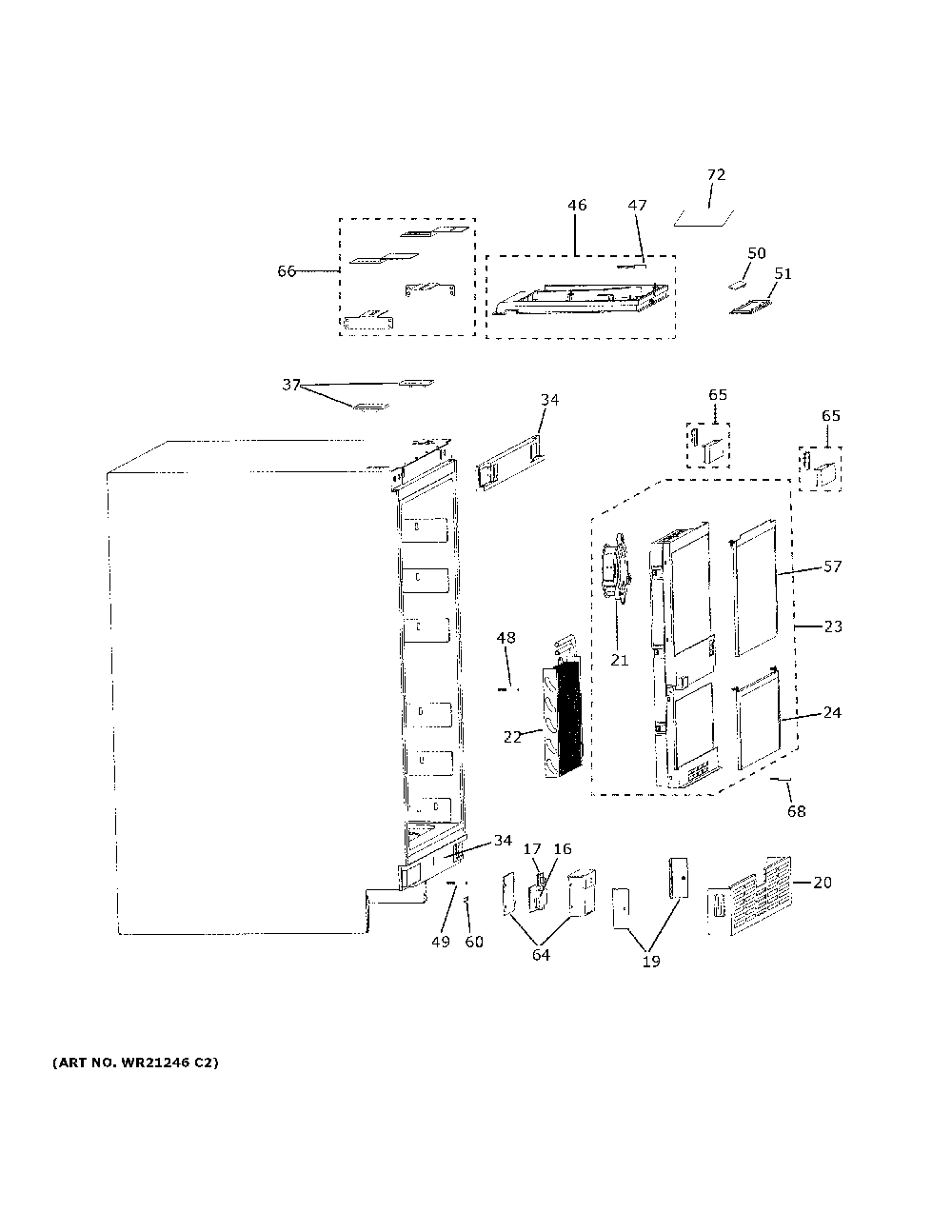 Cabinet Diagram and Parts List for CCP06DP2PBS1  General Electric Wine and Beverage Cooler