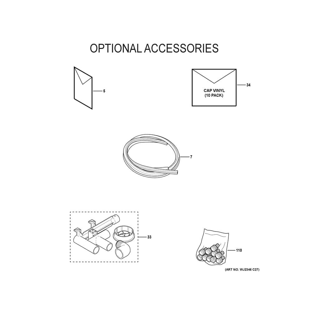 Optional Accessories Diagram and Parts List for NF96U110S5C57  General Electric Furnace