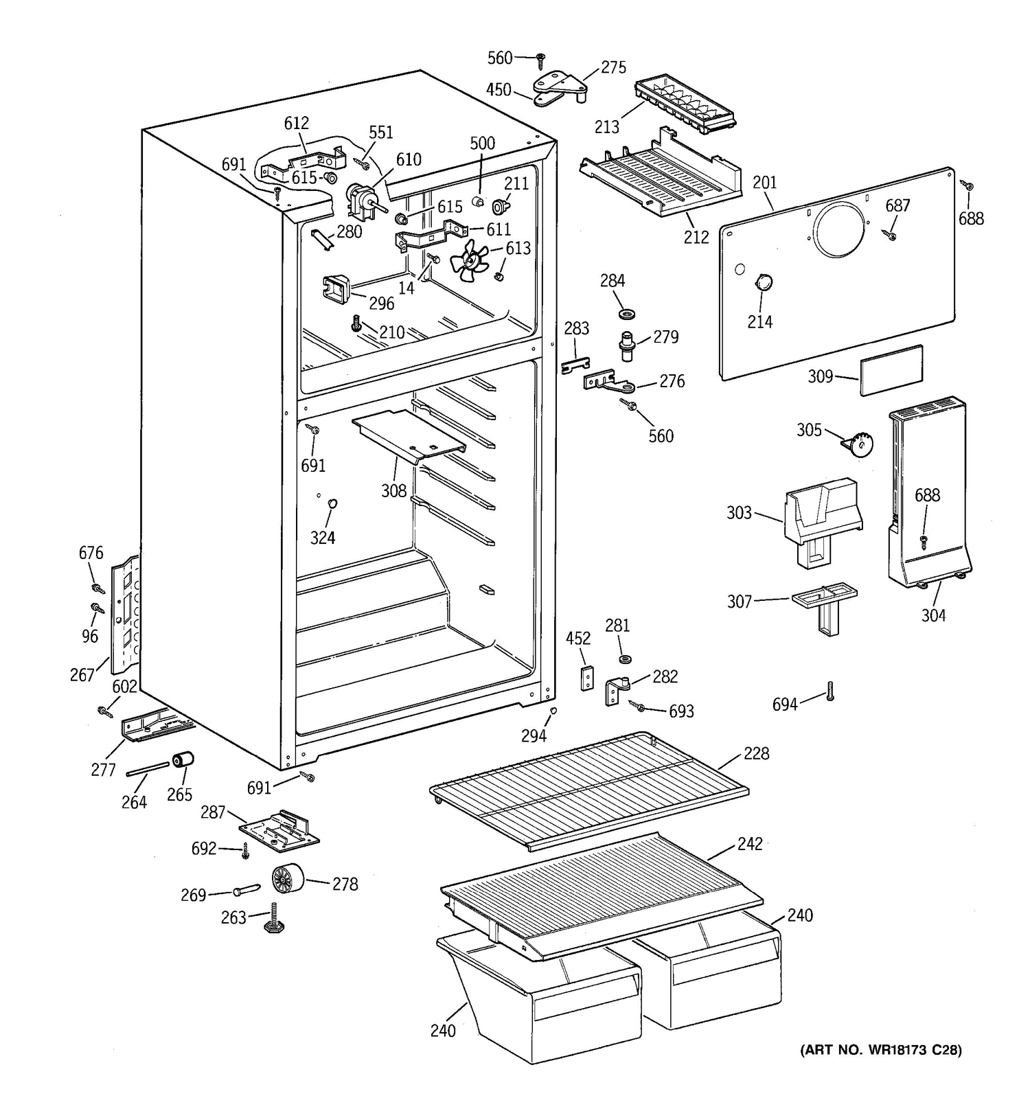 CABINET Diagram and Parts List for RMQ80UB1D  General Electric Refrigerator