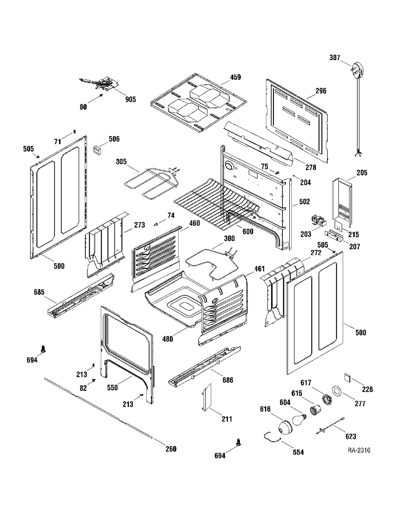 BODY PARTS Diagram and Parts List for MCB757WK2WW  General Electric Range