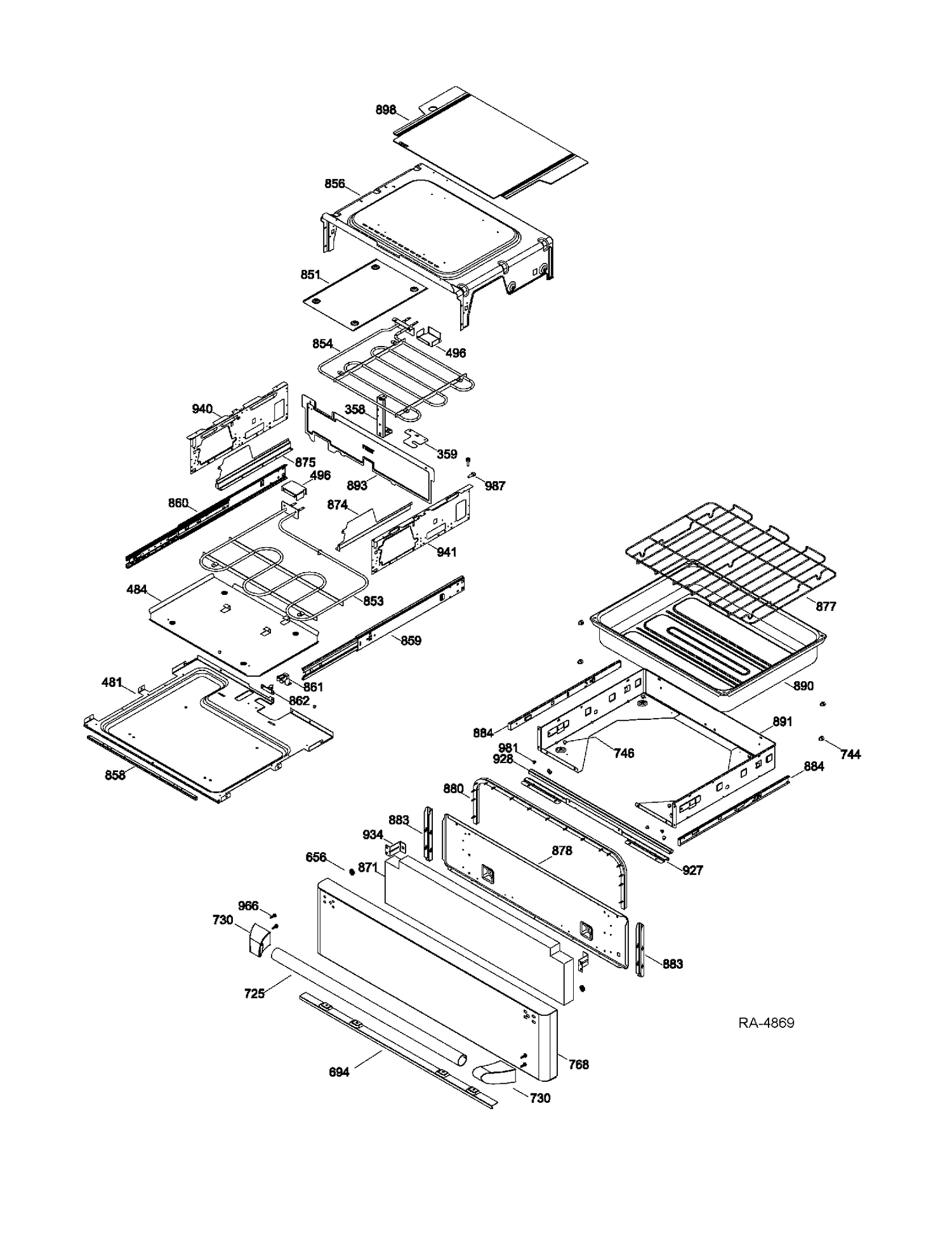 DRAWER PARTS Diagram and Parts List for CCGS985SET2SS  General Electric Range