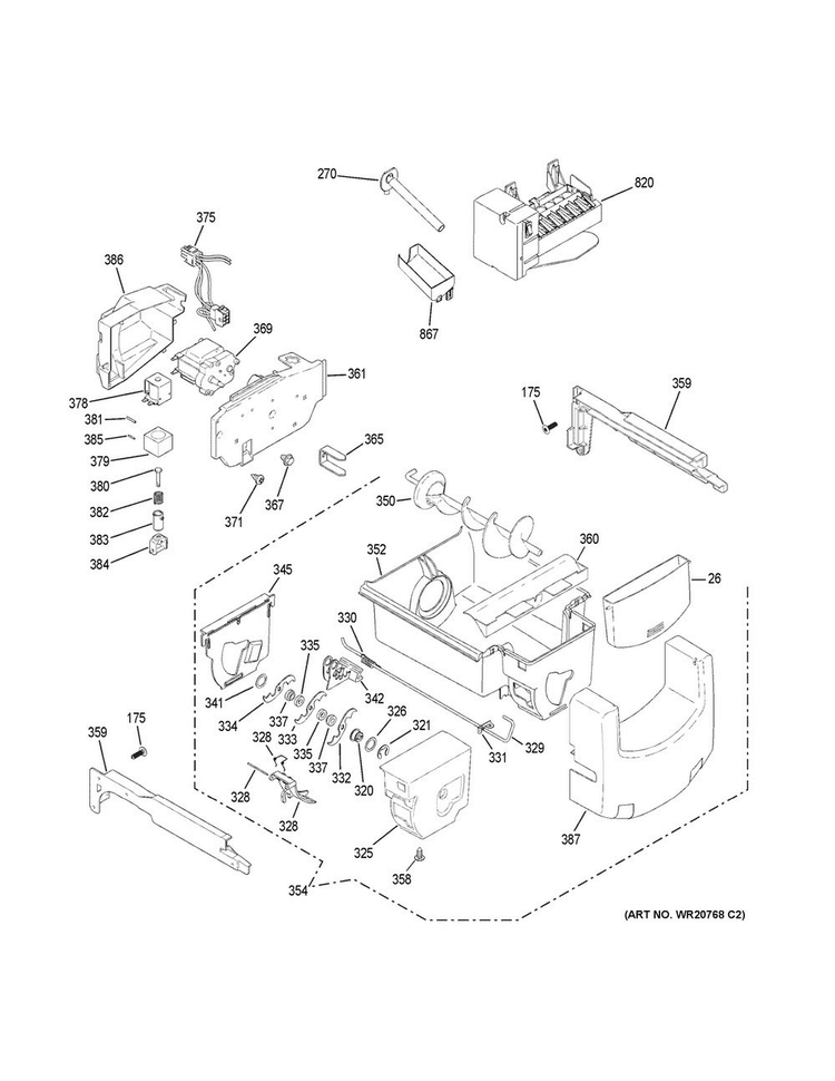 Ice Maker & Dispenser Diagram and Parts List for PSS28KSHECSS  General Electric Refrigerator