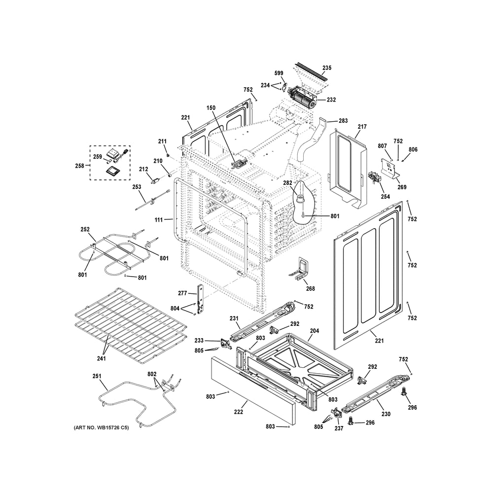 Body Parts Diagram and Parts List for GRS500PV2SS  General Electric Range
