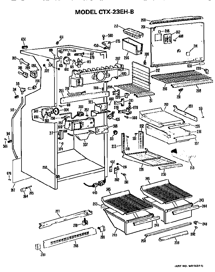 Cabinet Parts Diagram and Parts List for CTX23EHB  Hotpoint Refrigerator