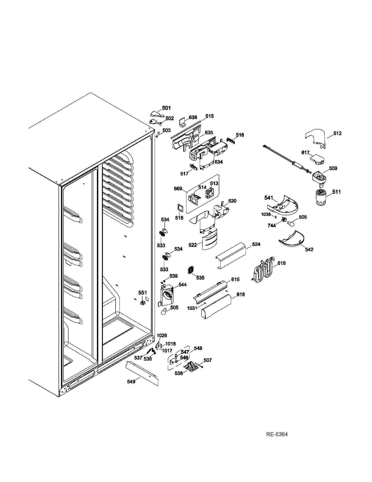 FF FUNCTIONAL PARTS Diagram and Parts List for GSRS3QGZDFSS  General Electric Refrigerator