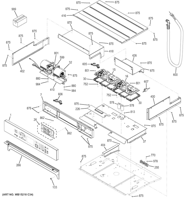 Control Panel Diagram and Parts List for PT7550DF3BB  General Electric Wall Oven