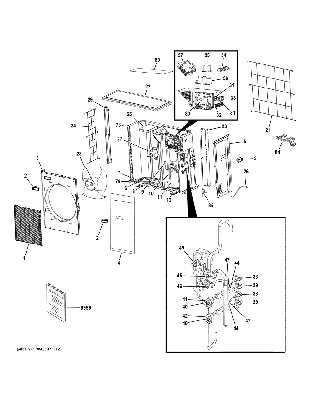 Room Air Conditioner Diagram and Parts List for ASH220NCDDA1  General Electric Air Conditioner
