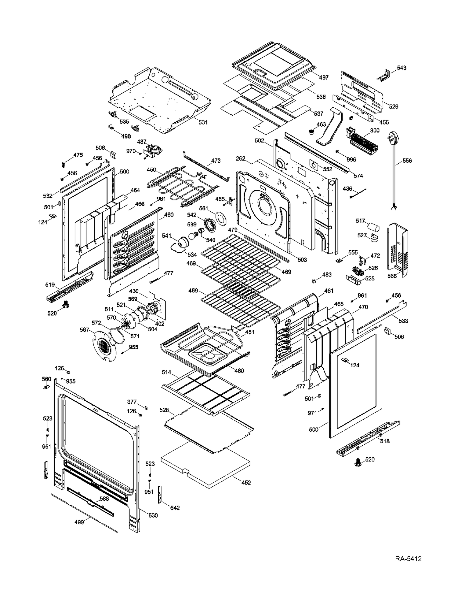 BODY PARTS Diagram and Parts List for JCSP46SR3SS  General Electric Range