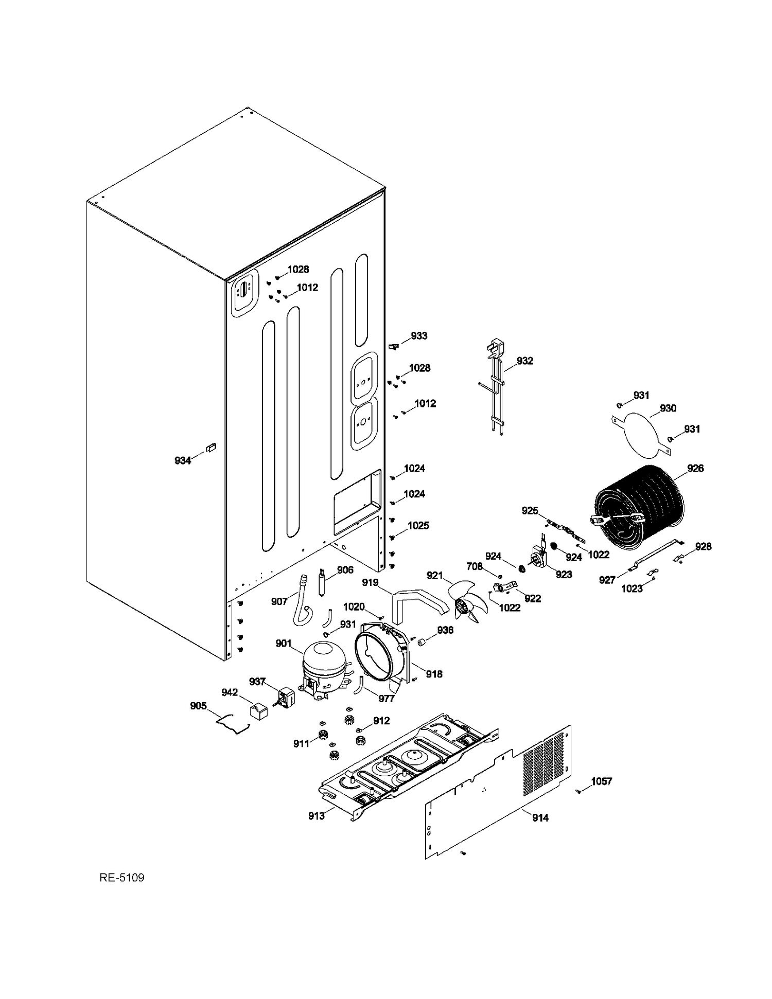 SYSTEM Diagram and Parts List for GBRS0HBXFRSS  General Electric Refrigerator