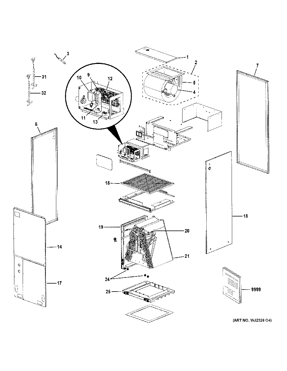 Commercial Air Conditioner Diagram and Parts List for UUY24ZGDAB1  General Electric Air Conditioner
