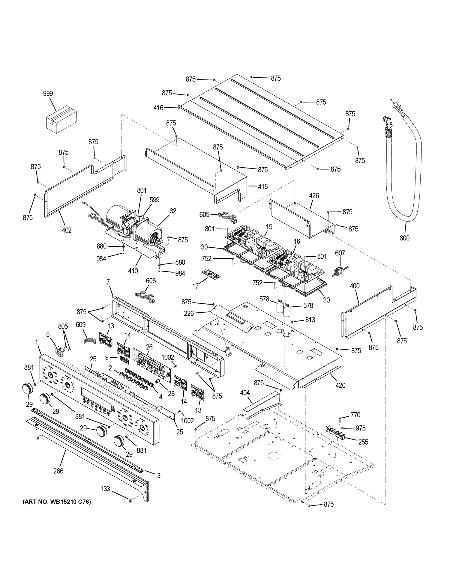CONTROL PANEL Diagram and Parts List for ZET2SH2SS  General Electric Wall Oven
