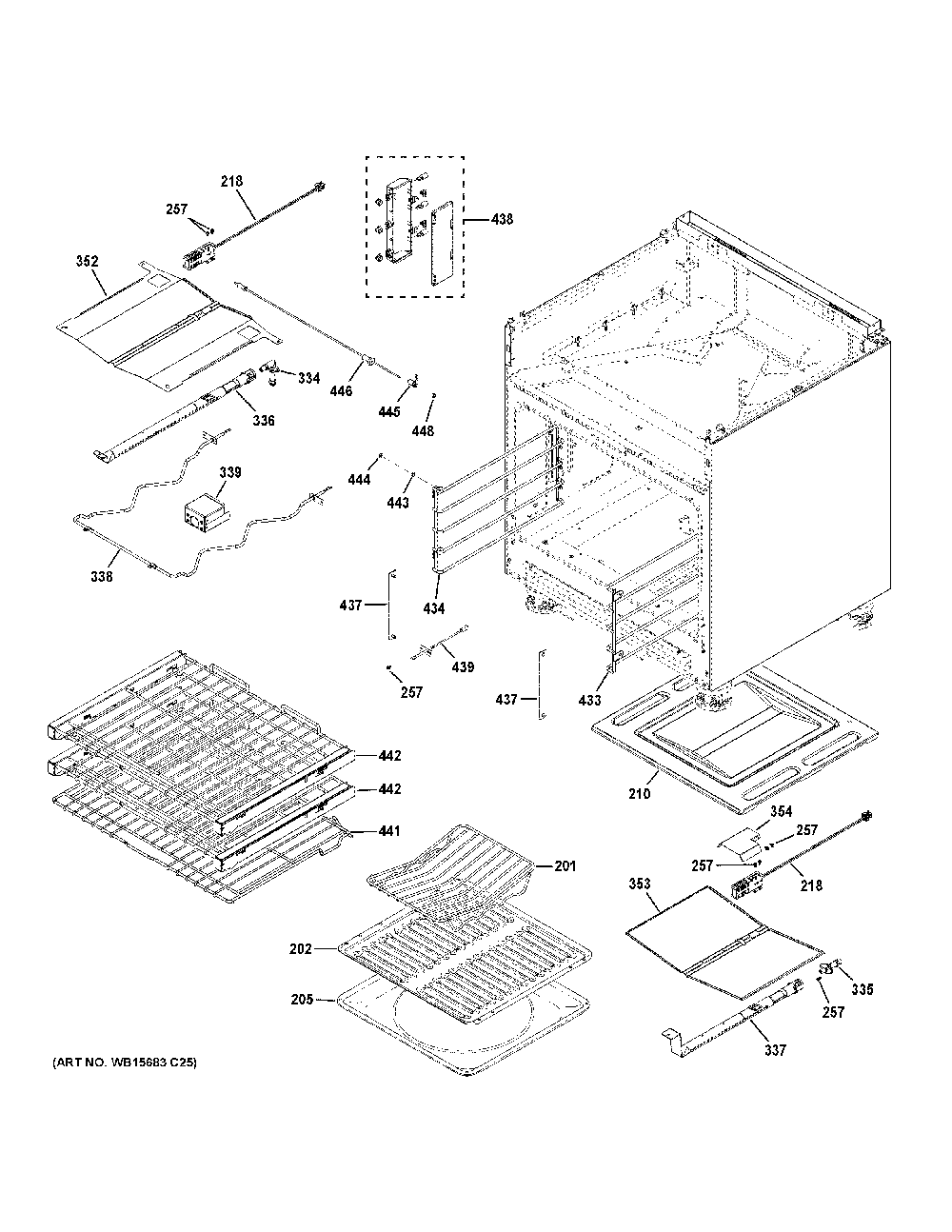 Oven Cavity Parts Diagram and Parts List for ZGP304NT1SS  General Electric Range